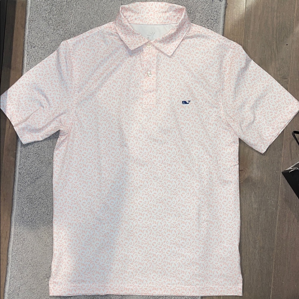 Vineyard Vines Men's Light Pink Patterned Performance  Polo